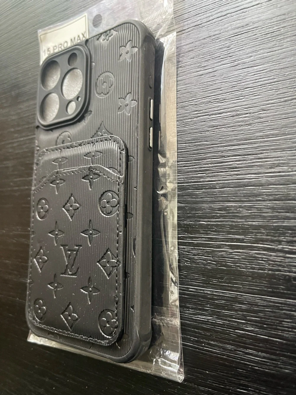 iPhone 15 Pro Max ALL BLACK phone Case. 2 card holder!